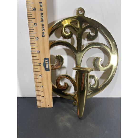 Vintage Virginia Metalcrafters Brass Wall Sconce Single Candle Tree of Life - Picture 2 of 6